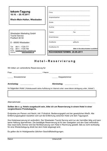 Hotelreservierung - Tekom