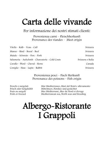 Carta delle vivande - Grappoli