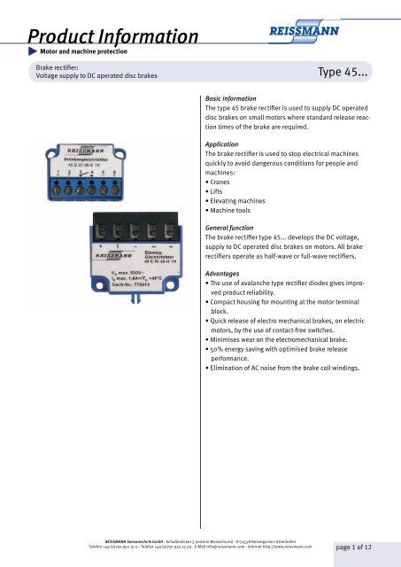 Product Information - Reissmann Sensortechnik GmbH