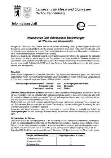 Informationsblatt Wasser-Wärme - und Eichwesen Berlin und ...