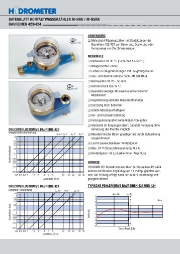 datenblatt kontaktwasserzähler m-nrk / m-nsrk baureihen 423/424