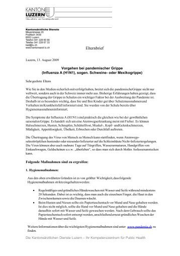 Elternbrief KAD Schule und H1N11 - Luzern