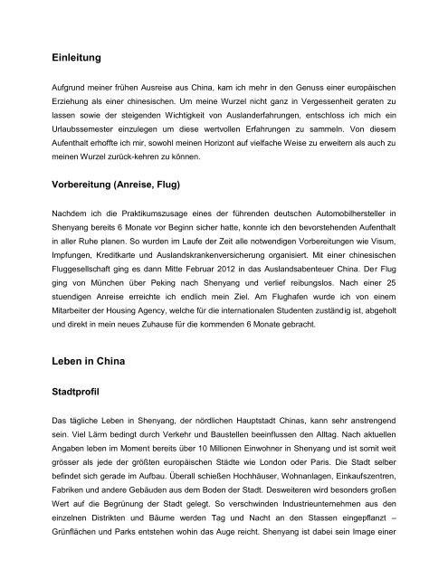 Praktikumsbericht Shenyang(1) - BayCHINA