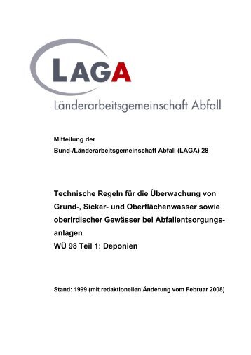 Technische Regeln für die Überwachung von Grund-, Sicker ... - LAGA