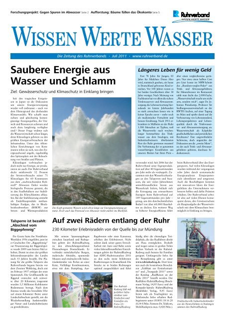 Saubere Energie aus Wasser und Schlamm - Ruhrverband