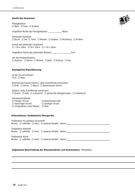 Hydrologie von GLOBE