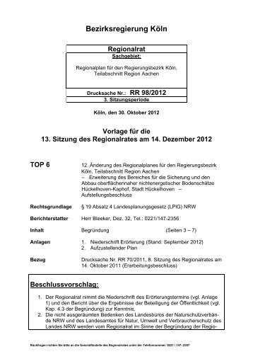 Tagesordnungspunkt 06 - Bezirksregierung KÃ¶ln