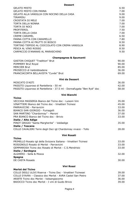 Menu - Grotto Loverciano