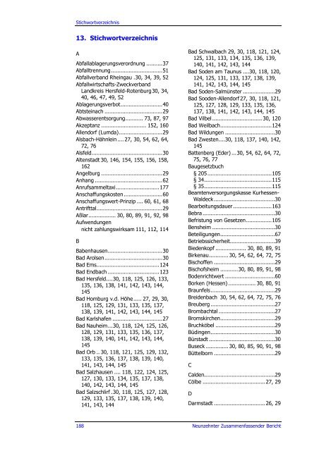 Neunzehnter Zusammenfassender Bericht 2009 - Hessischer ...