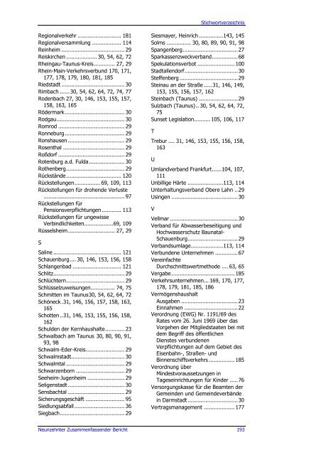 Neunzehnter Zusammenfassender Bericht 2009 - Hessischer ...