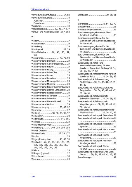 Neunzehnter Zusammenfassender Bericht 2009 - Hessischer ...