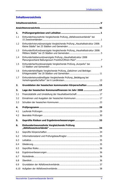 Neunzehnter Zusammenfassender Bericht 2009 - Hessischer ...