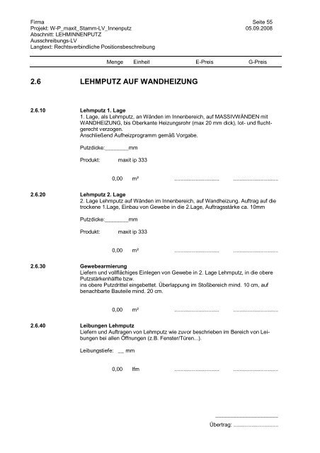 Stamm-LV Innenputz - bei Franken Maxit