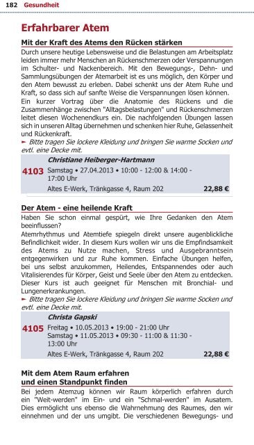 Programm VHS Bamberg Frühjahr 2013 - Städtische ...