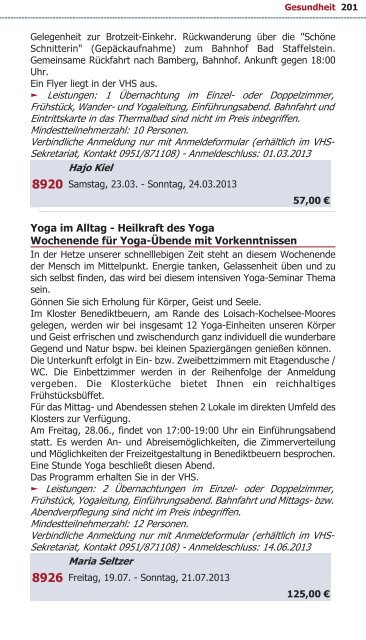 Programm VHS Bamberg Frühjahr 2013 - Städtische ...