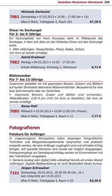 Programm VHS Bamberg Frühjahr 2013 - Städtische ...