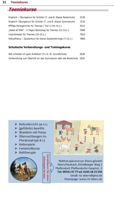 Programm VHS Bamberg Frühjahr 2013 - Städtische ...