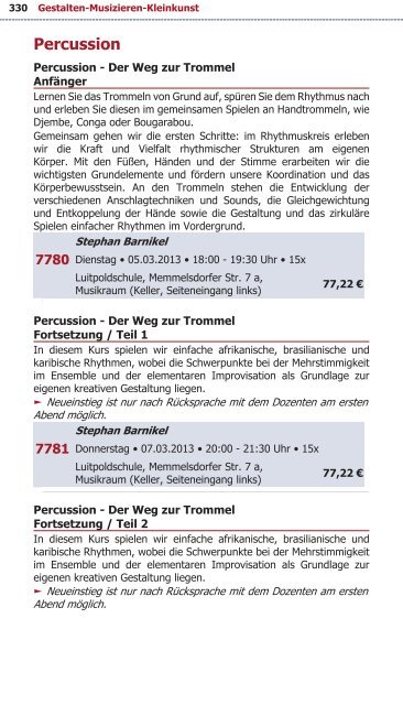 Programm VHS Bamberg Frühjahr 2013 - Städtische ...