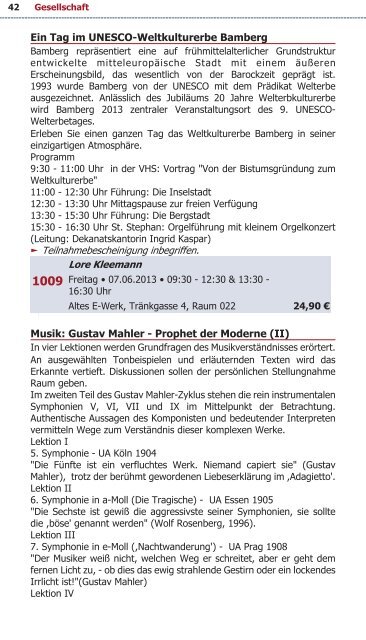 Programm VHS Bamberg Frühjahr 2013 - Städtische ...