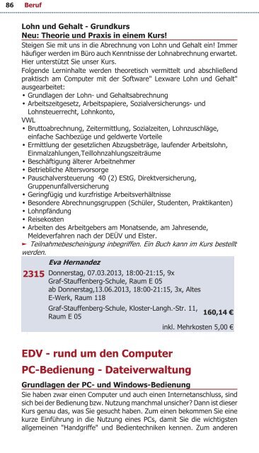 Programm VHS Bamberg Frühjahr 2013 - Städtische ...