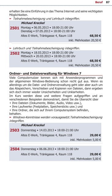 Programm VHS Bamberg Frühjahr 2013 - Städtische ...