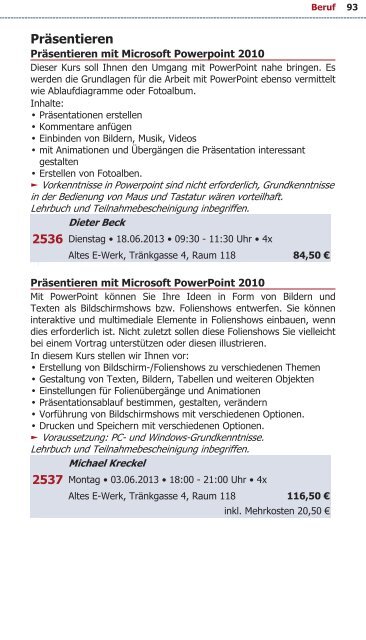 Programm VHS Bamberg Frühjahr 2013 - Städtische ...