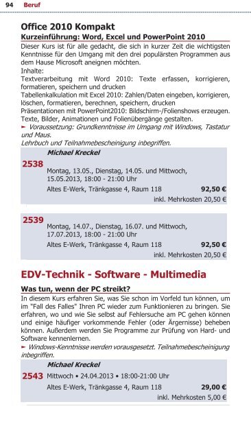 Programm VHS Bamberg Frühjahr 2013 - Städtische ...