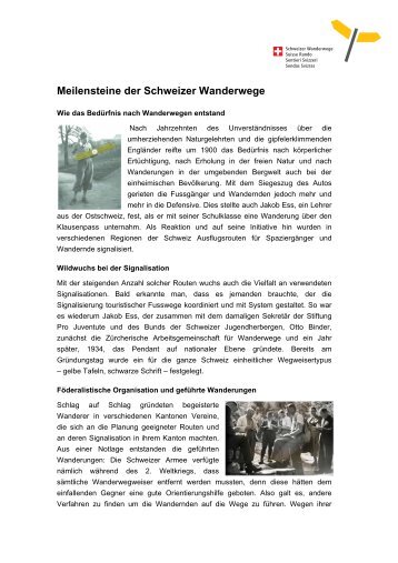 Meilensteine der Schweizer Wanderwege