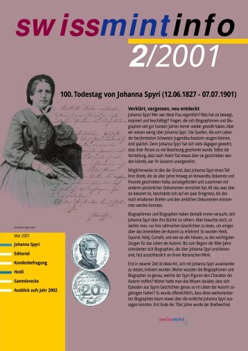 100. Todestag von Johanna Spyri (12.06.1827 - 07.07 ... - Swissmint