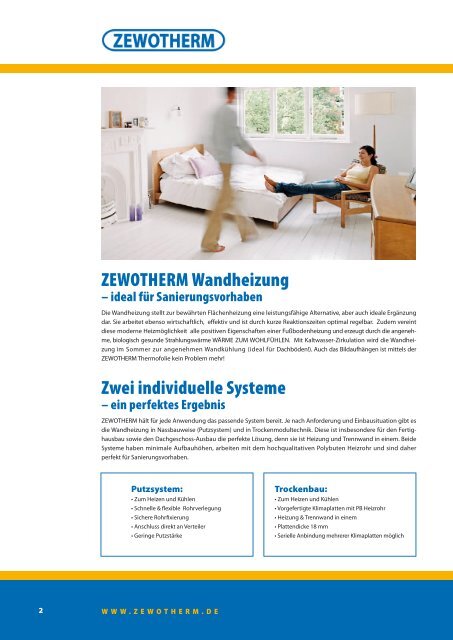 Wandheizungssysteme - Zewotherm