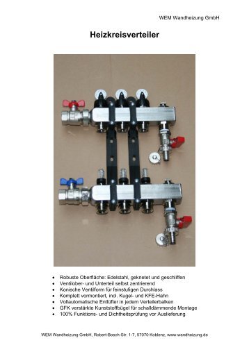 Heizkreisverteiler und Verteilerschränke - WEM Wandheizung