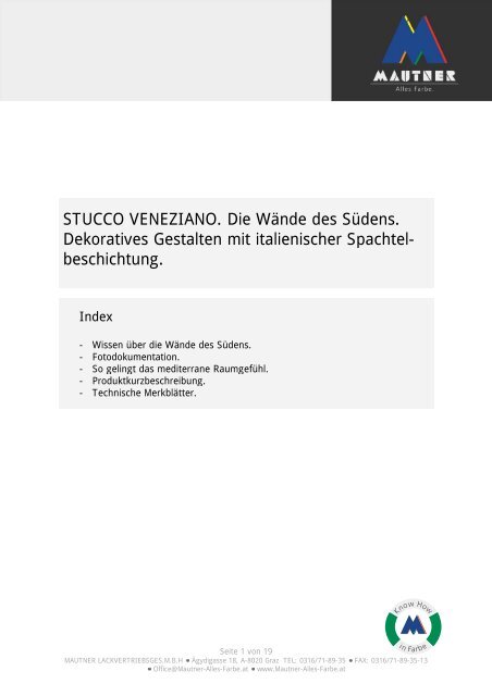 STUCCO VENEZIANO. Die Wände des Südens ... - MAUTNER