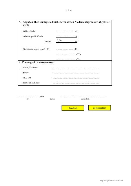 Vordruck Antrag § 7 WHG - Gemeinde Holzwickede