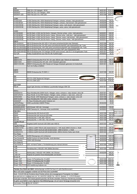 Preisliste von AYAL ROSIN