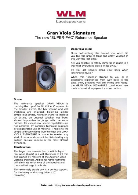 Gran Viola - Referenz-Wandler der neuen Klangkultur - WLM