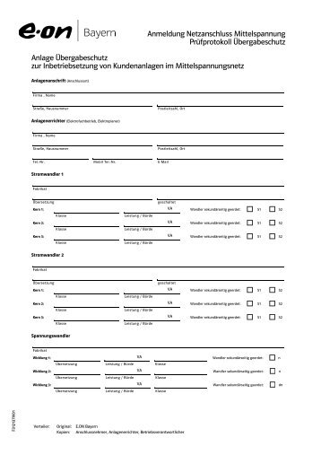 Anmeldung MS-Netz_Prüfprotokoll ... - E.ON Bayern