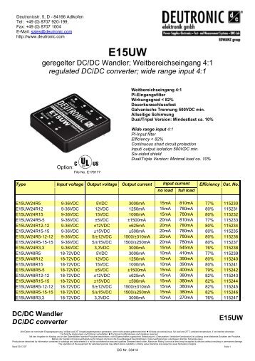 geregelter DC/DC Wandler - Deutronic Elektronik GmbH