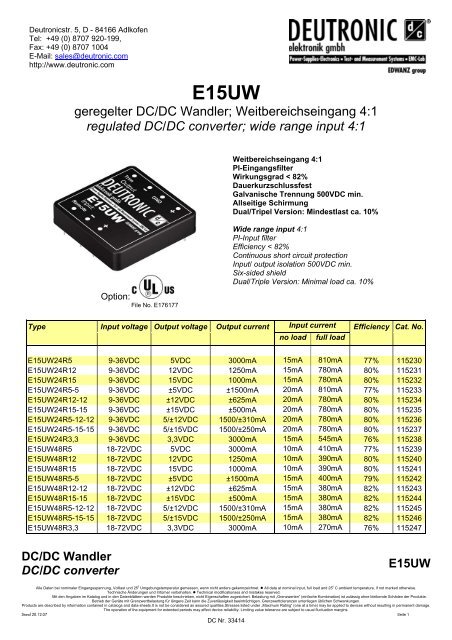 geregelter DC/DC Wandler - Deutronic Elektronik GmbH