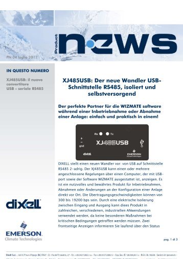 XJ485USB: Der neue Wandler USB- Schnittstelle RS485 ... - cool italia