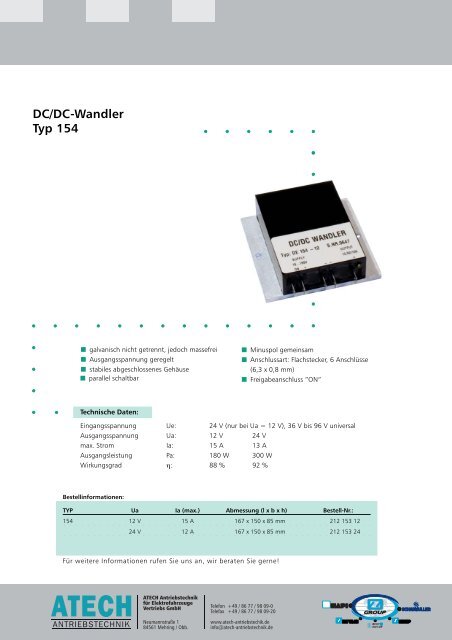 DC/DC-Wandler Typ 154 - Atech Antriebstechnik