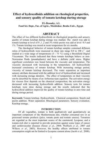 Effect of hydrocolloids addition on rheological properties, and ...