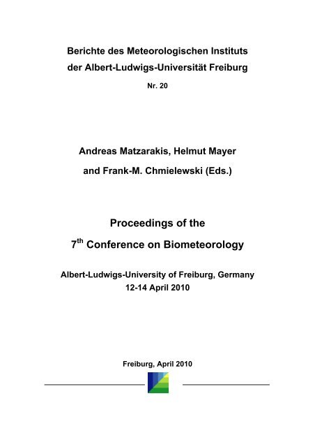 Proceedings of the 7 Conference on Biometeorology