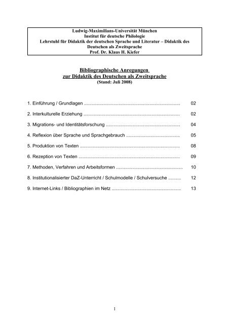DDaZ- Bibliographie (PDF-Datei) - Deutsche Philologie