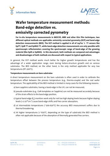 Advantages of emissivity-corrected pyrometry compared ... - Laytec