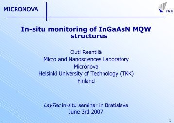In-situ monitoring of InGaAsN MQW structures - Laytec