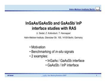 InGaAs/GaAsSb and GaAsSb/ InP interface studies with RAS - Laytec