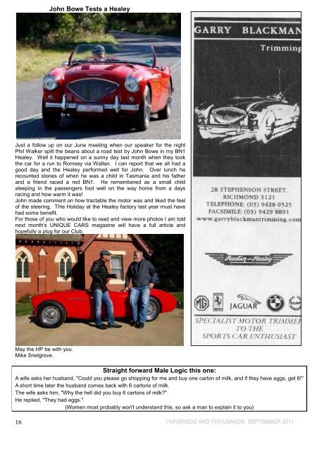 September - Austin Healey Owners Club of Victoria