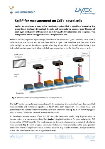 SolR® for measurement on CdTe-based cells - Laytec