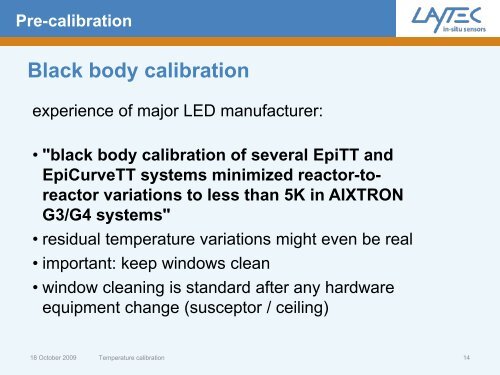 Temperature calibration - Laytec