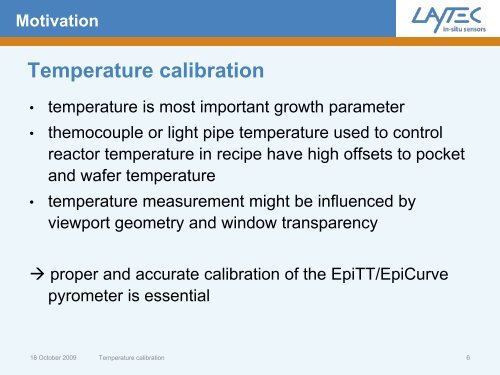 Temperature calibration - Laytec